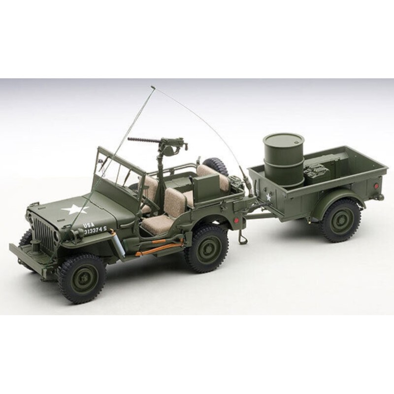 Miniature 1/18 JEEP Willys + Remorque I RS Automobiles